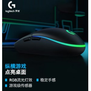 罗技（G）G102第二代游戏鼠标 RGB流光灯效鼠标 轻量化 游戏级8000DPI传感器 黑色 200-8000DPI